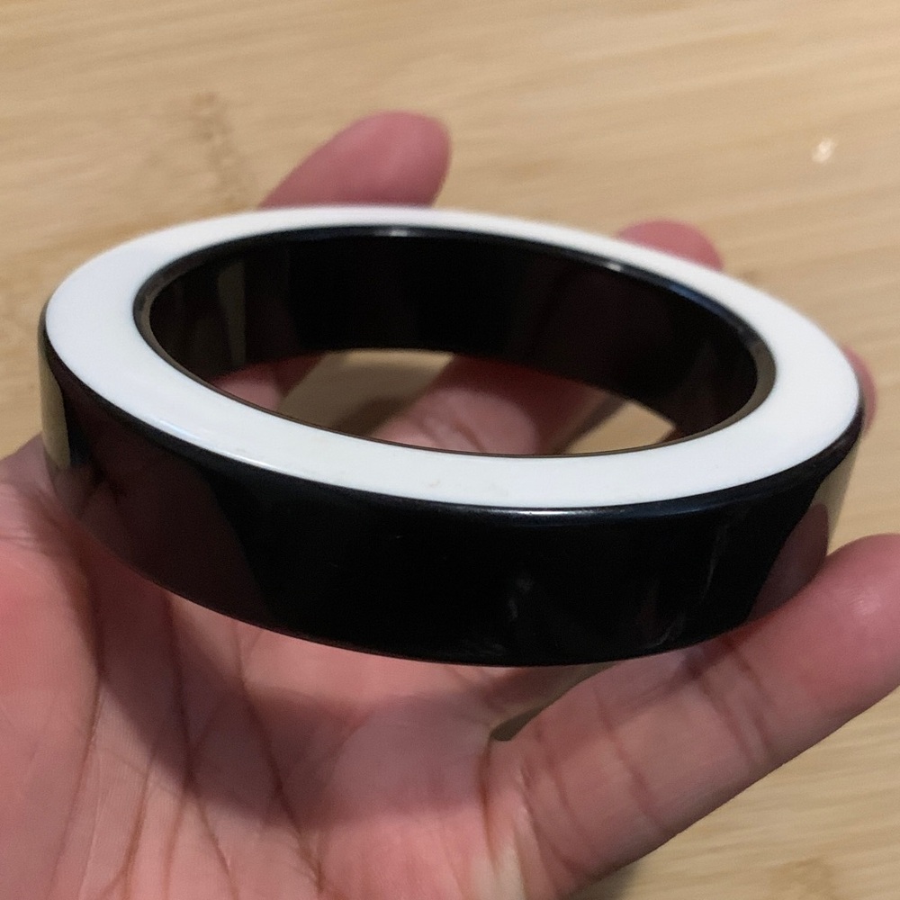 Vintage Black and White Bangle Bracelet